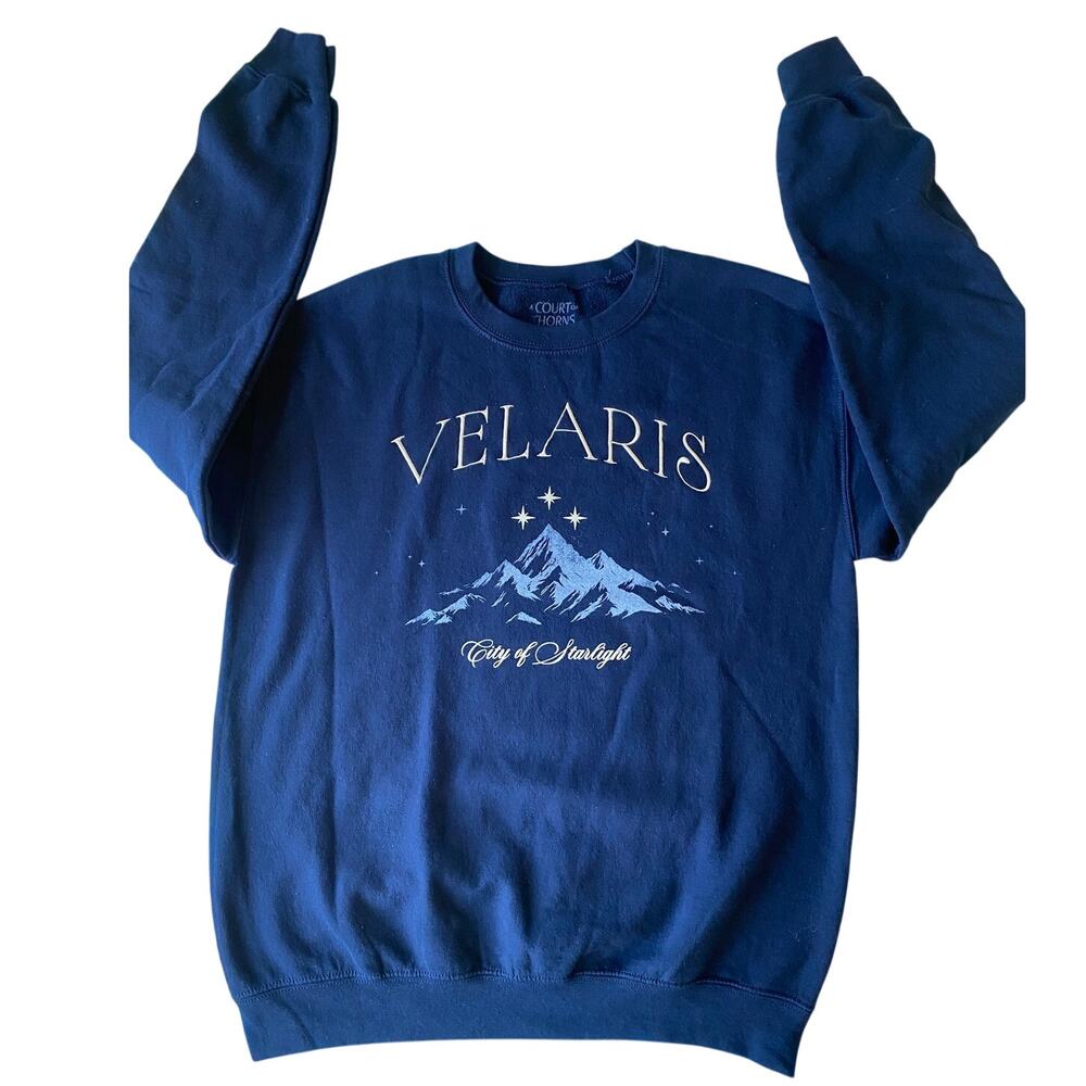 A Court of Thorns and Roses VELARIS Navy Graphic Pullover Sweatshirt Size Medium